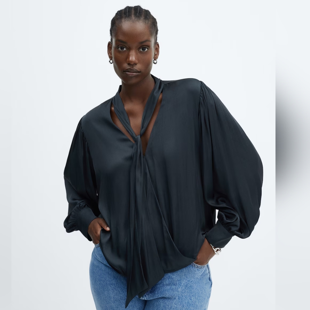 MANGO Bow tie blouse - Picture 6 of 6